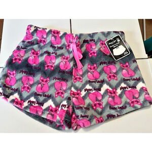 NWT Hotel Spa Plush Lounge Shorts Soft Fleece Pink Fox Print Sleep Shorts L